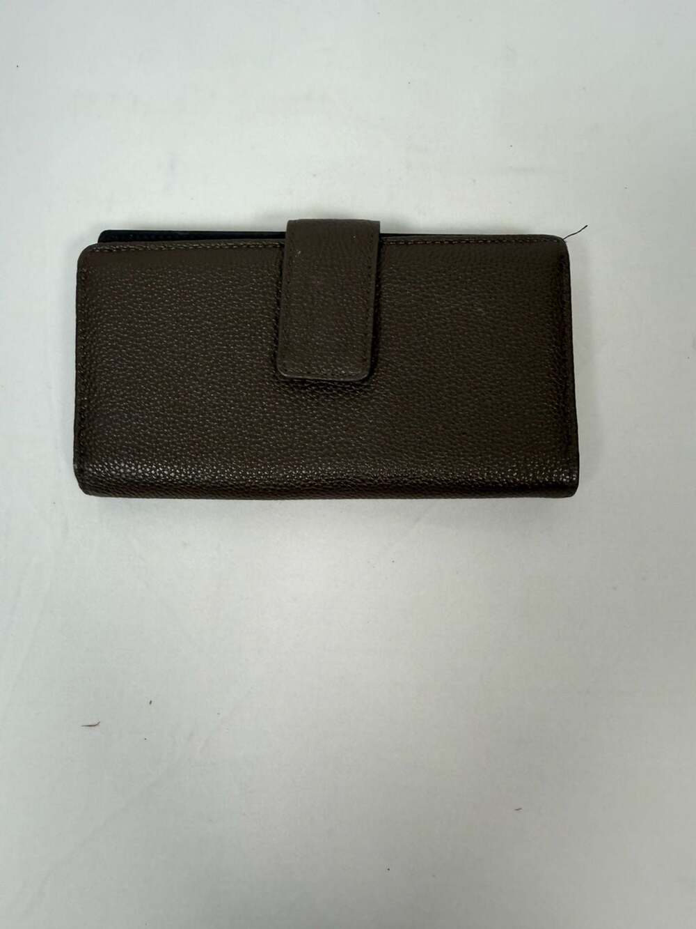 Genuine Leather Checkbook Wallet Black Pebble Frame Clutch